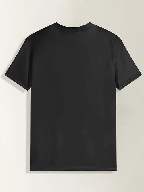 1pc Men'S Summer Casual Crew Neck T-Shirt, 100% Polyester Knit Fabric with Slight Stretch
