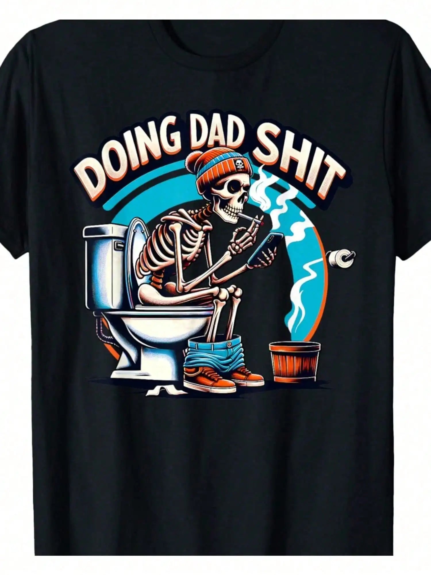 1pc Men's Skeleton Dad Joke T-Shirt - 180g Soft Cotton, Casual Printed Tee with Slight Stretch for Father's Day, Christmas