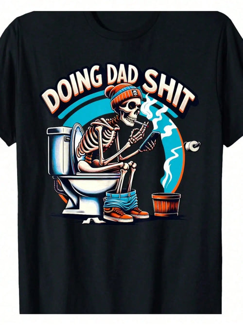 1pc Men's Skeleton Dad Joke T-Shirt - 180g Soft Cotton, Casual Printed Tee with Slight Stretch for Father's Day, Christmas