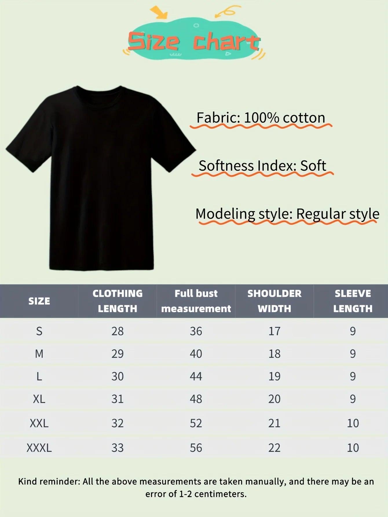 Black S-3XL Men'S T-shirt Soft Sports and Leisure Cross Design