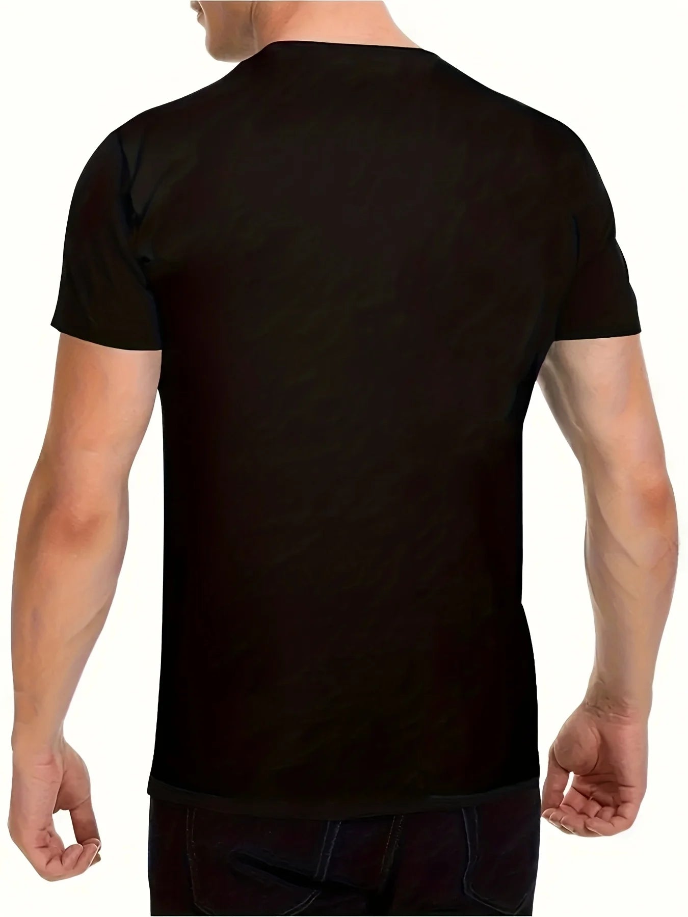 1pc Round Neck Pattern Print - 2025 New Classic Vintage Car Lowrider Related Pattern Print Black Short-Sleeved T-Shirt