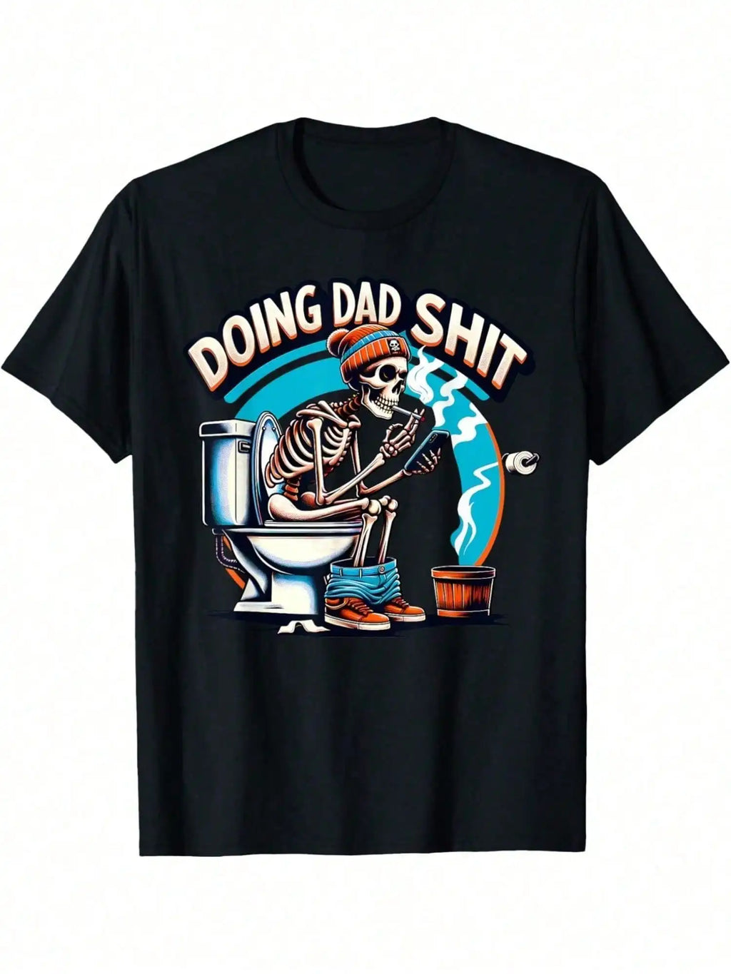 1pc Men's Skeleton Dad Joke T-Shirt - 180g Soft Cotton, Casual Printed Tee with Slight Stretch for Father's Day, Christmas