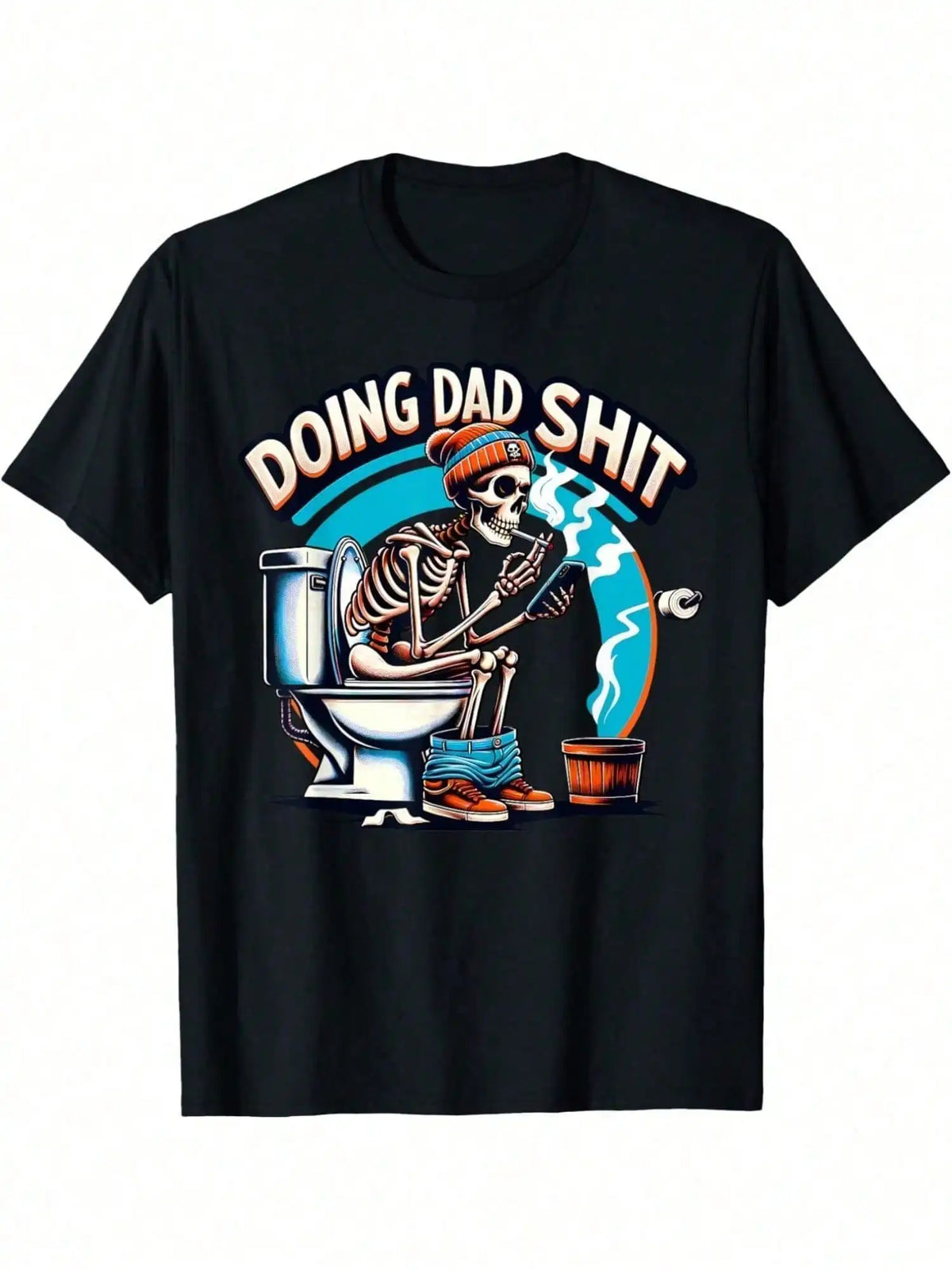 1pc Men's Skeleton Dad Joke T-Shirt - 180g Soft Cotton, Casual Printed Tee with Slight Stretch for Father's Day, Christmas