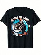 1pc Men's Skeleton Dad Joke T-Shirt - 180g Soft Cotton, Casual Printed Tee with Slight Stretch for Father's Day, Christmas