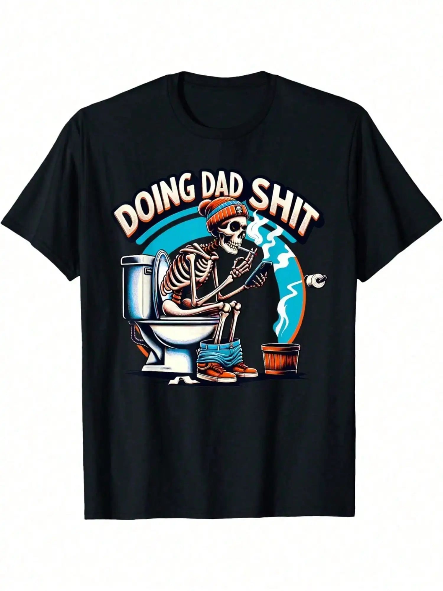 1pc Men's Skeleton Dad Joke T-Shirt - 180g Soft Cotton, Casual Printed Tee with Slight Stretch for Father's Day, Christmas