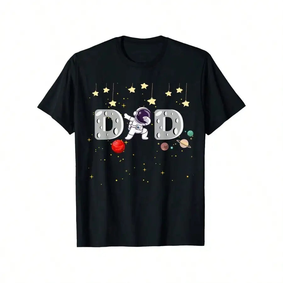 Father'S Day Dad Astronaut Space Birthday Planets Daddy T-Shirt, Unisex Cotton Casual Round Neck Outdoor Short Sleeve T-Shirt