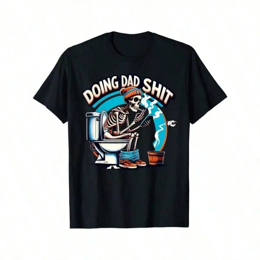 1pc Men's Skeleton Dad Joke T-Shirt - 180g Soft Cotton, Casual Printed Tee with Slight Stretch for Father's Day, Christmas