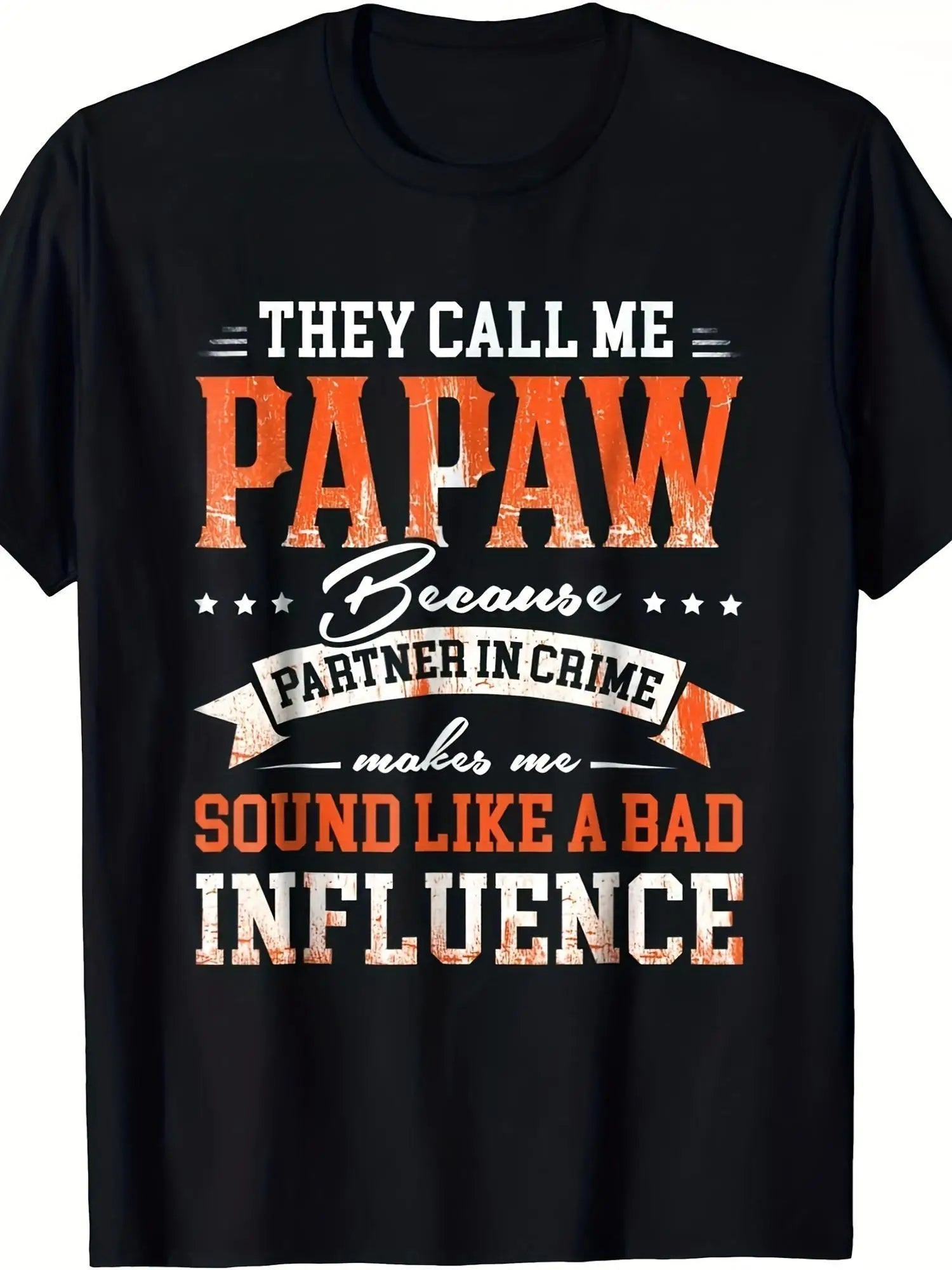 Men's 'They Call Me Papaw Because Partner in Crime' Graphic T-Shirt - 100% Cotton, Casual Loose Fit