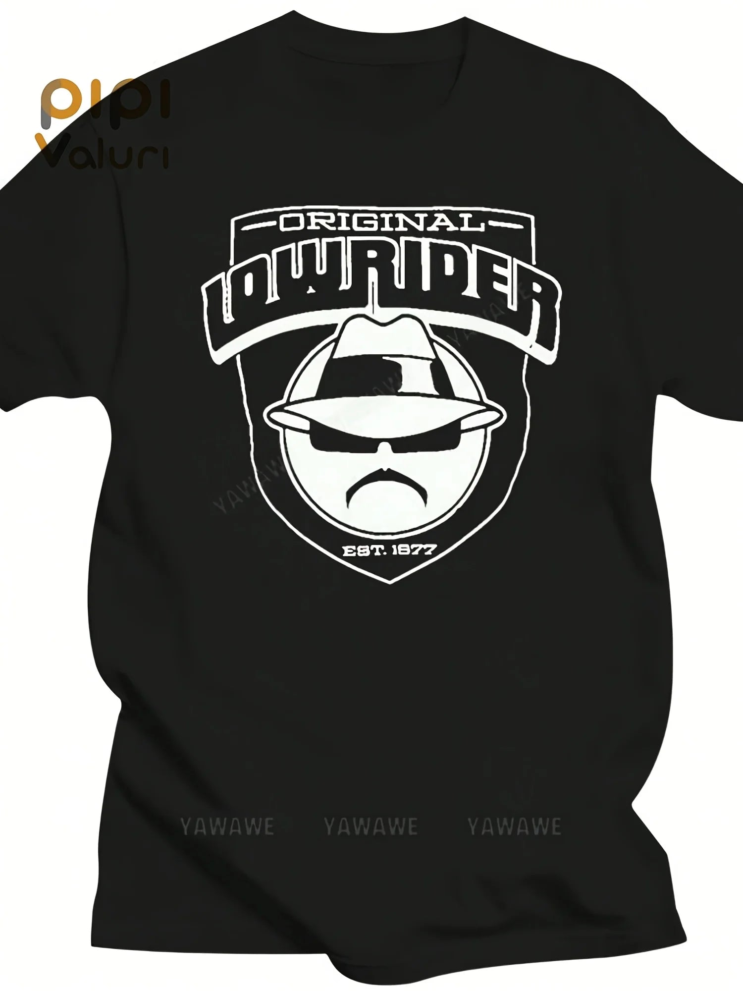 1pc Round Neck Pattern Print - 2025 New Classic Vintage Car Lowrider Related Pattern Print Black Short-Sleeved T-Shirt